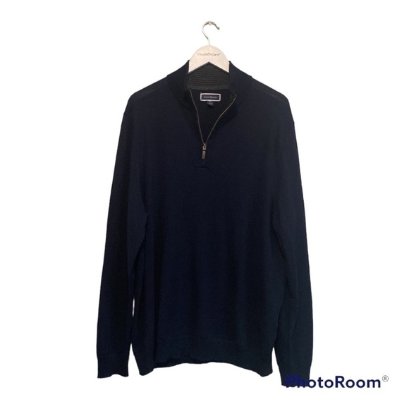Club room Mens Navy 1/4 Zip Wool Mix Pullover Sweater | XL - Picture 11 of 11